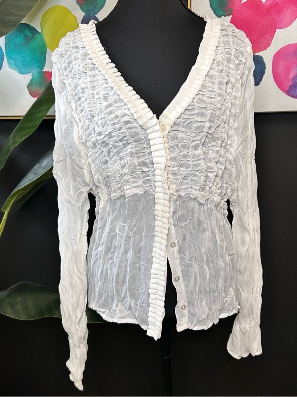 Rag Cottagecore Ruffled Button Blouse XL